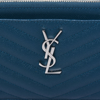 Saint Laurent Grain De Poudre Matelasse Chevron Monogram Bill Pouch Peacock Green 10 of 11