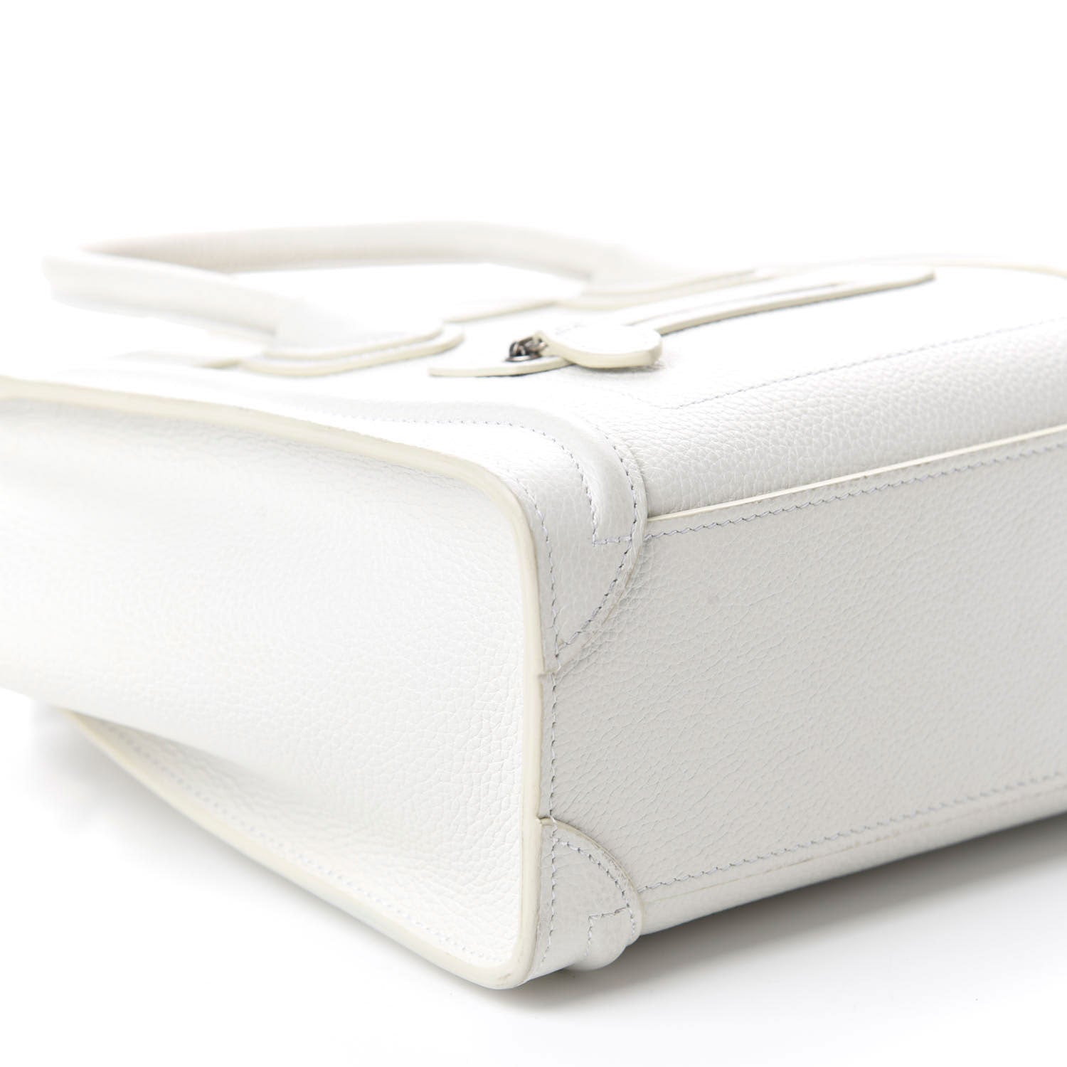 Celine Drummed Calfskin Nano Luggage White 6 of 15