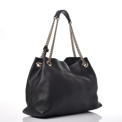 Gucci Pebbled Calfskin Medium Soho Chain Shoulder Bag Black 3 of 7
