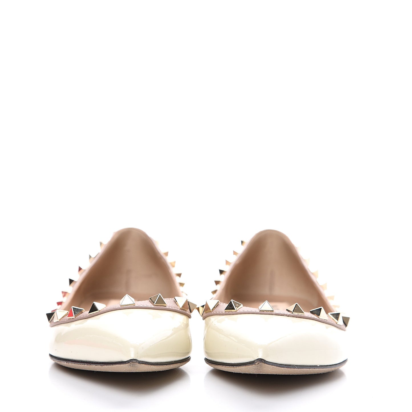 Patent Rockstud Ballerina Flats 35.5 Ivory Poudre