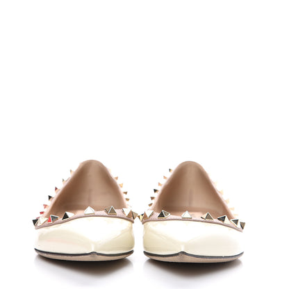Valentino Garavani Patent Rockstud Ballerina Flats 35.5 Ivory Poudre 2 of 11