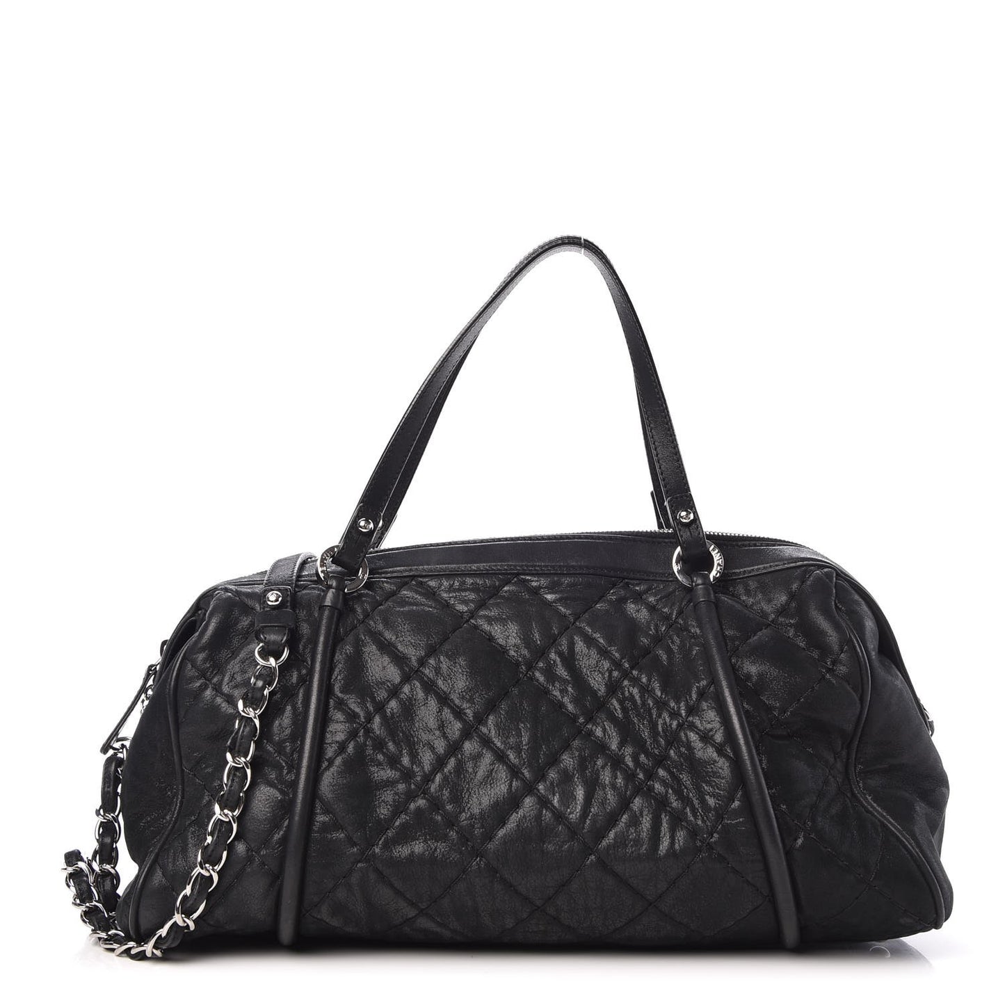 Iridescent Calfskin Quilted Relax CC Bowler Black
