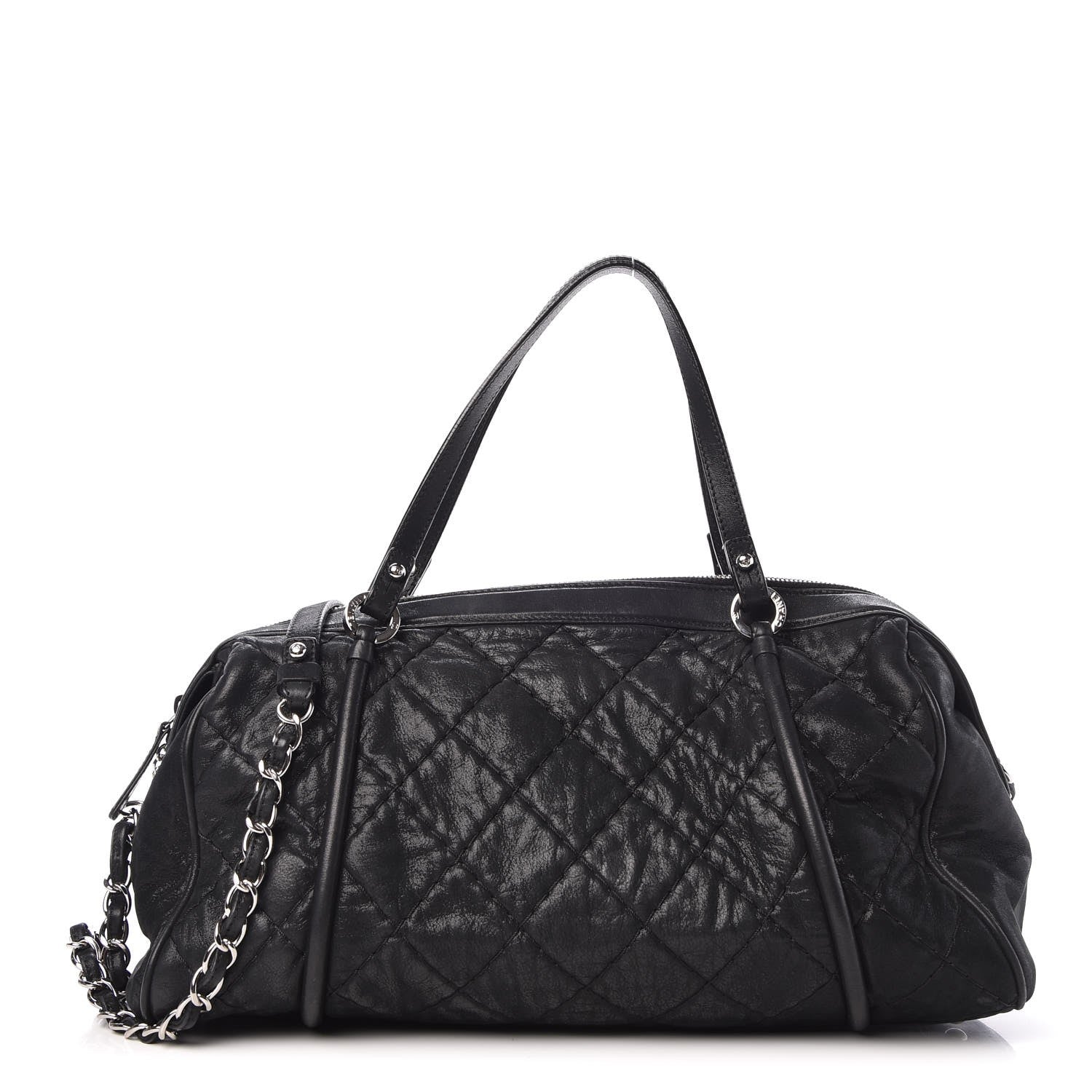 Chanel Iridescent Calfskin Quilted Relax CC Bowler Black 1 of 11