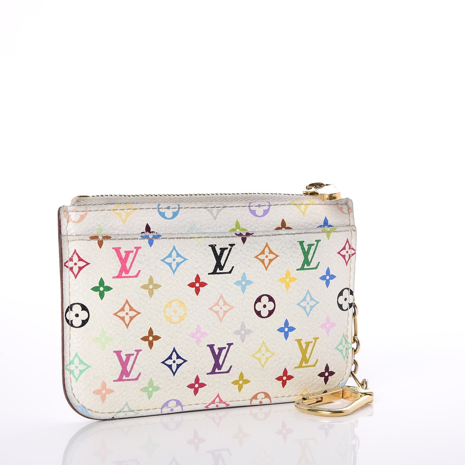 Louis Vuitton Monogram Multicolor Key Pouch White Anie 3 of 8