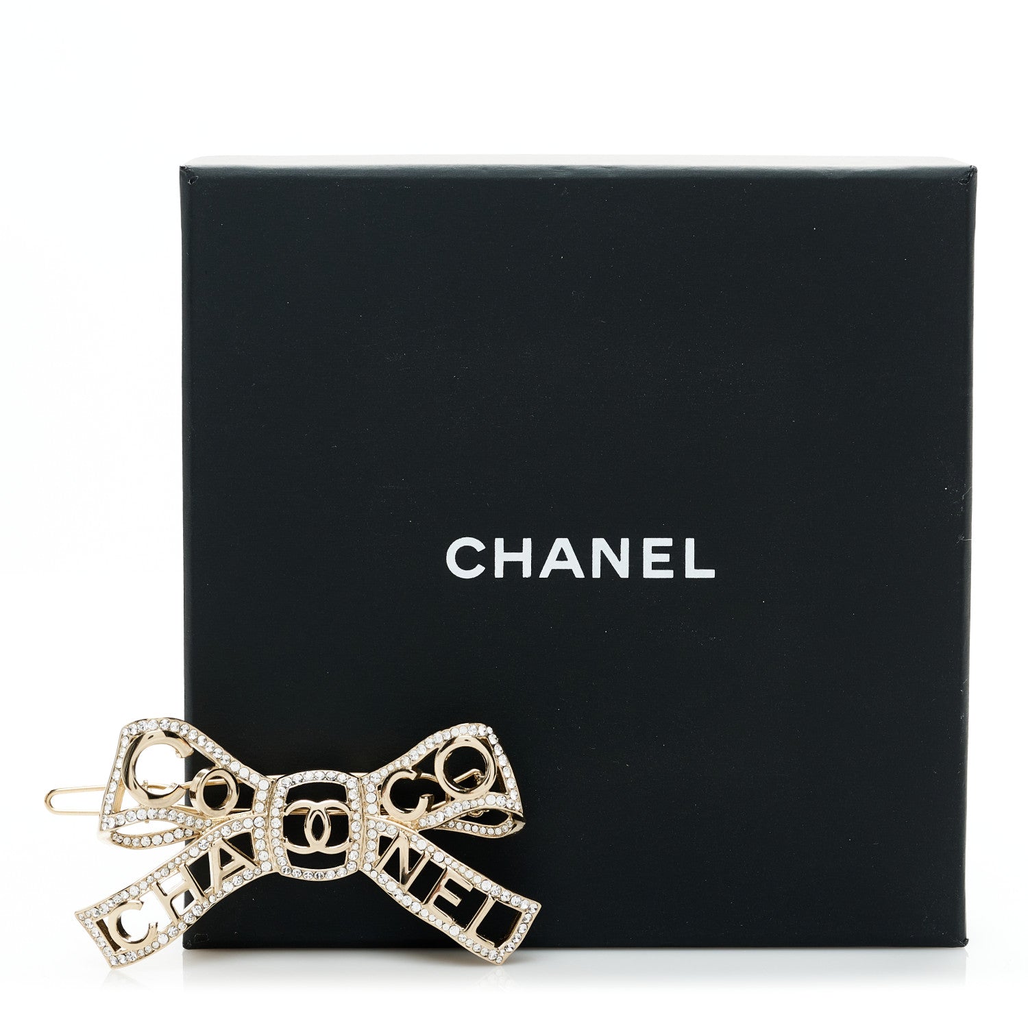 Chanel Metal Crystal Bow-tiful CC Hair Clip Gold 4 of 4