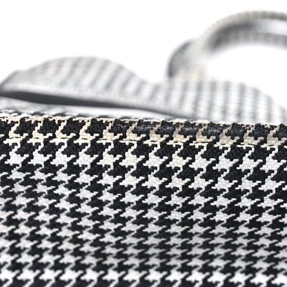 Christian Dior Canvas Houndstooth Embroidered Large Book Tote Black White 15 of 16