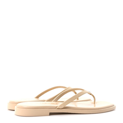 Chanel Goatskin CC Times Square Thong Sandals 38 Beige 5 of 9