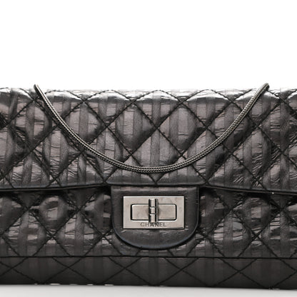 Chanel Metallic Calfskin Striped 2.55 Reissue Flap Black 8 of 10