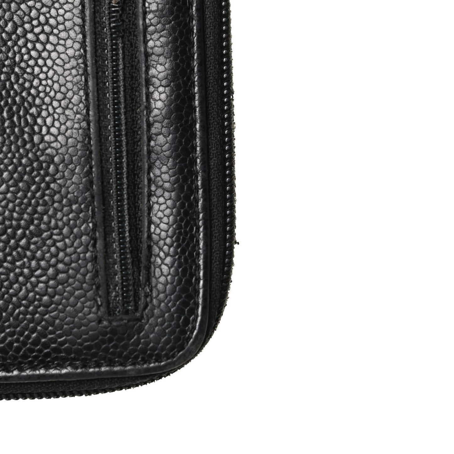Caviar Large Timeless CC Zip Around Wallet Black