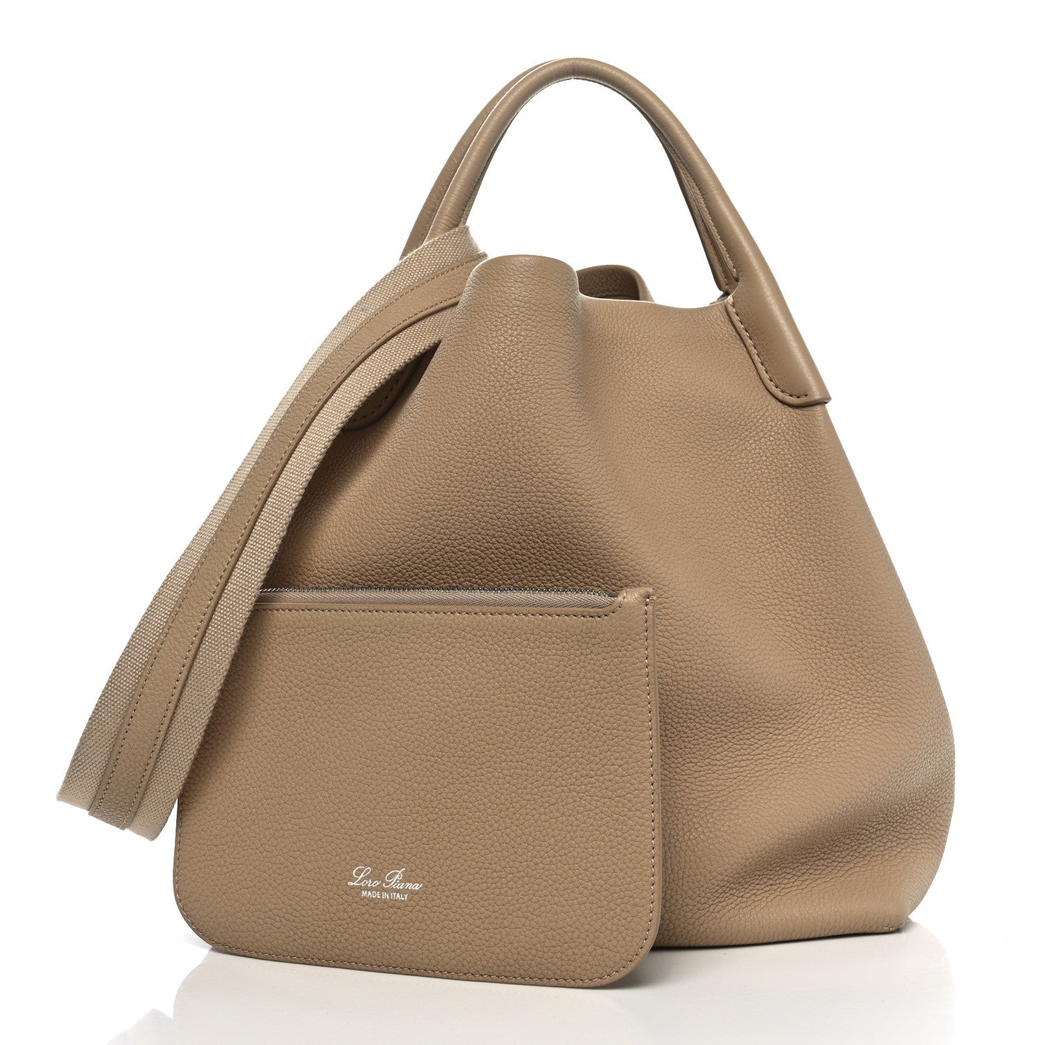 Loro Piana Grained Calfskin Large Bale Bag Light Mastic 3 of 9