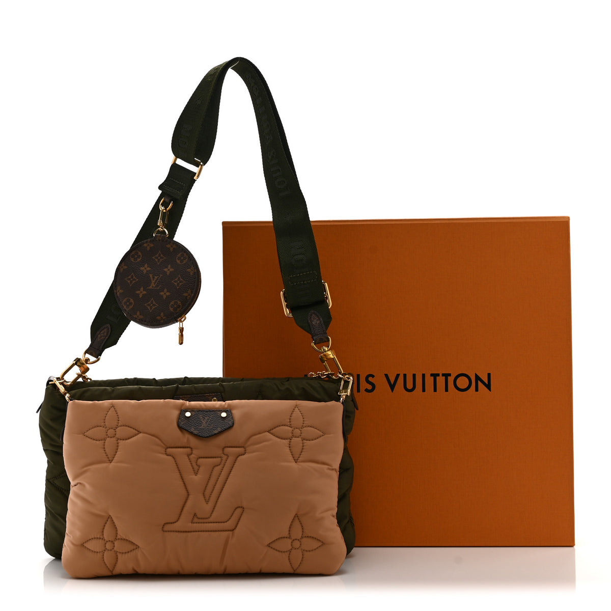 Econyl Monogram Pillow Maxi Multi Pochette Accessories Kaki Beige