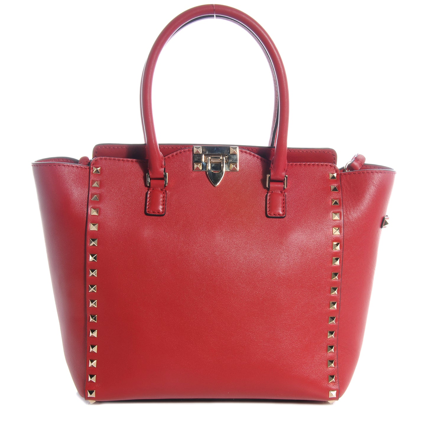 Vitello Rockstud Double Handle Tote Rosso Valentino