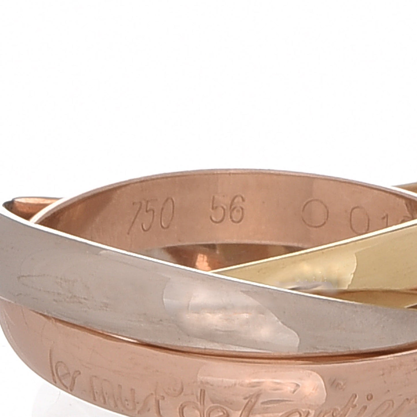 18K Pink Yellow White Gold Classic Les Must De Trinity Ring 56 7.5