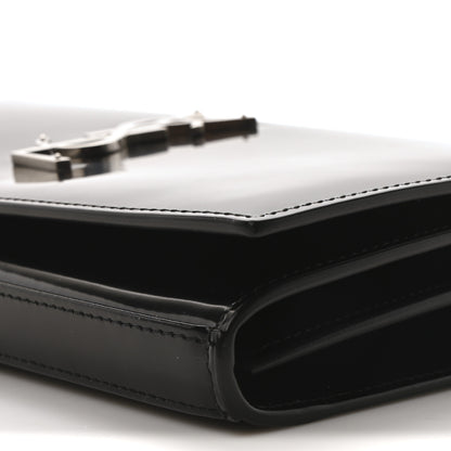 Saint Laurent Patent Calfskin Monogram Kate Wallet On Chain Black 9 of 9
