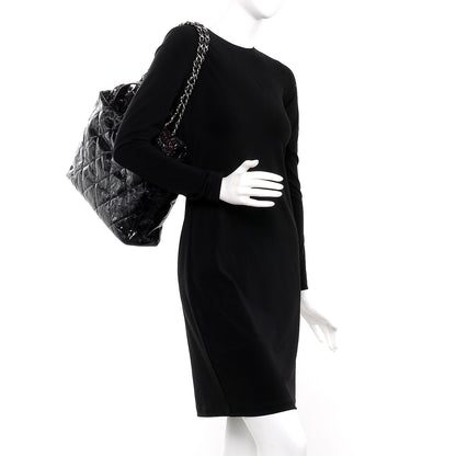 Chanel Glazed Calfskin Quilted Tweed Portobello Tote Black Red 2 of 7