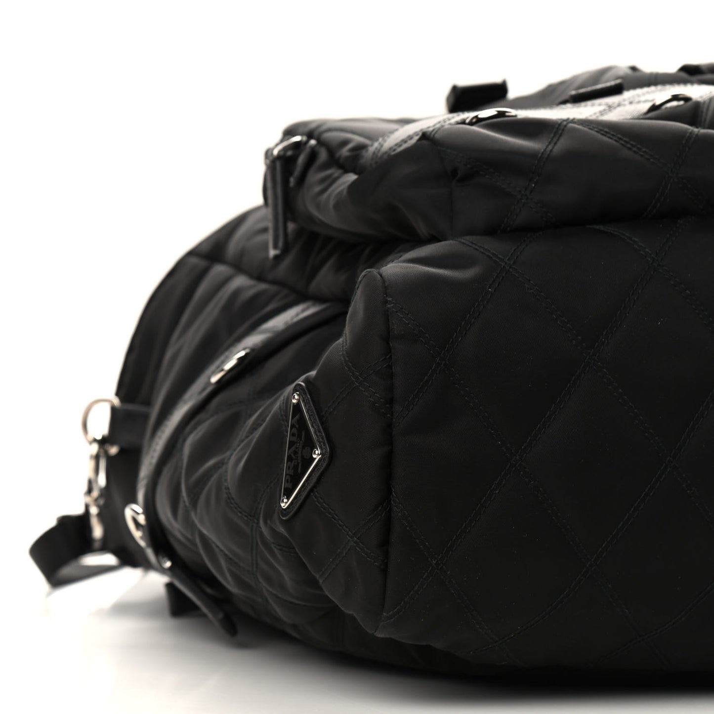 Nylon Tessuto Impuntu Quilted Messenger Bag Black