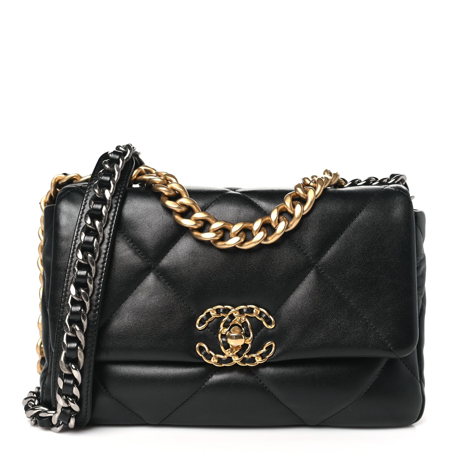Lambskin Quilted Medium Chanel 19 Flap Black