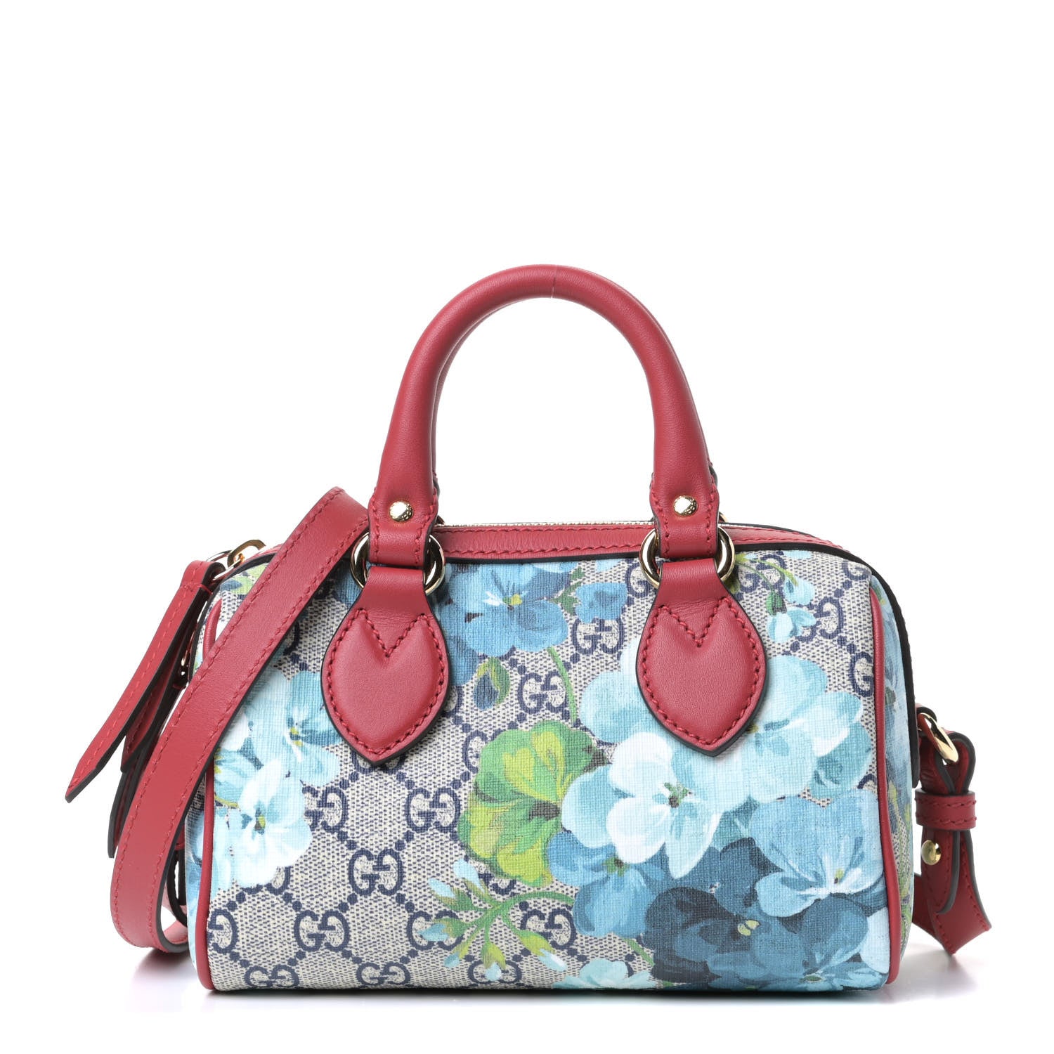 Gucci GG Supreme Monogram Blooms Mini Boston Navy Blue Hibiscus 1 of 4