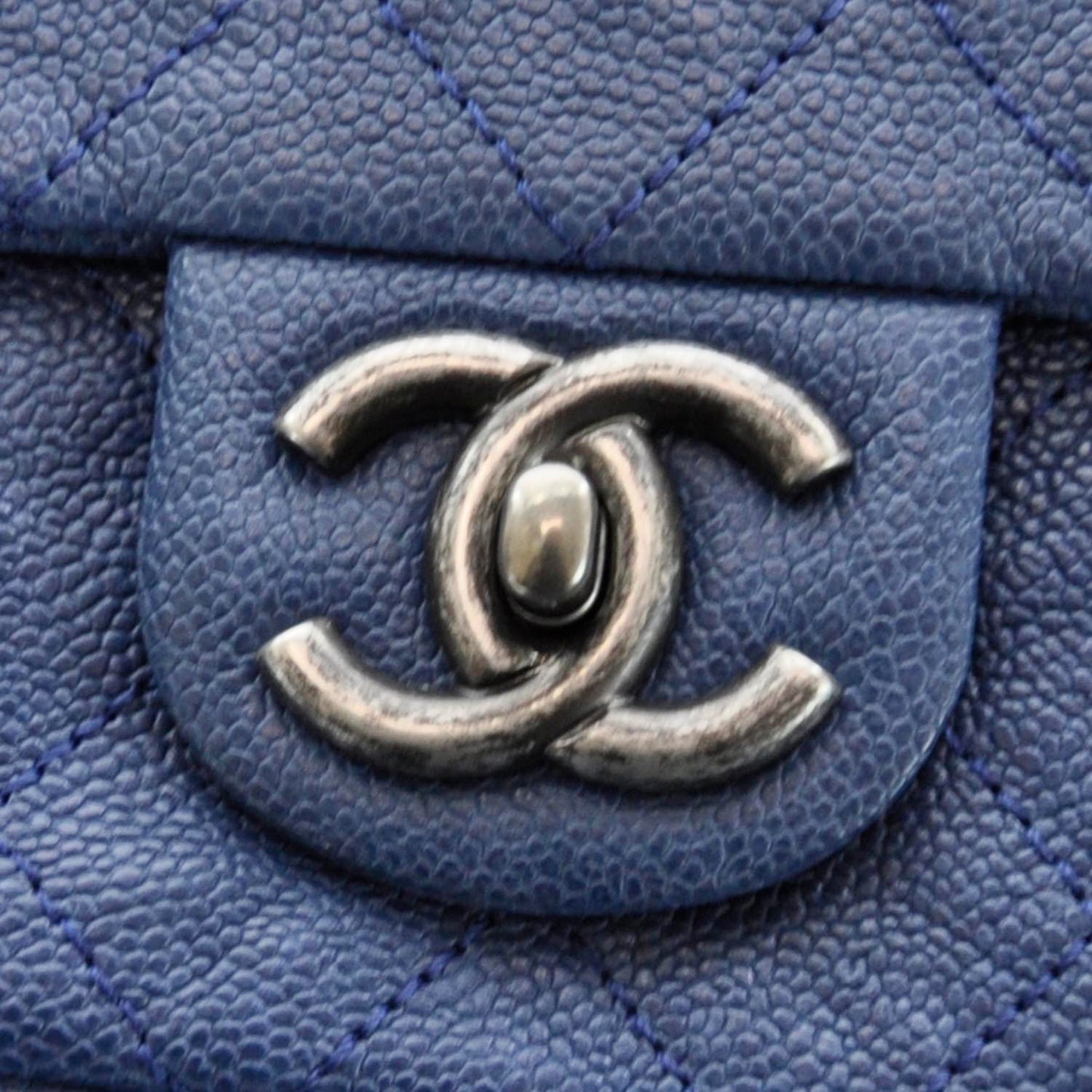 Caviar Quilted Medium Simply CC Flap Blue