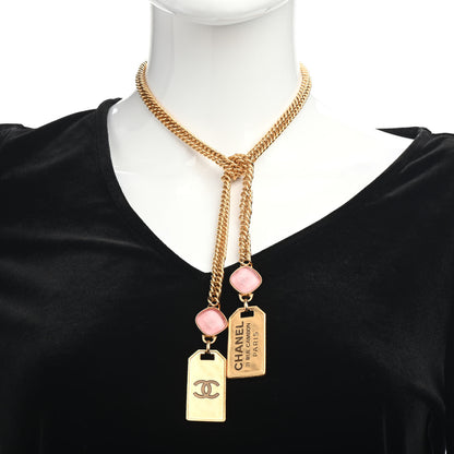 Chanel Metal CC Tags Pendant Choker Gold Pink 2 of 4