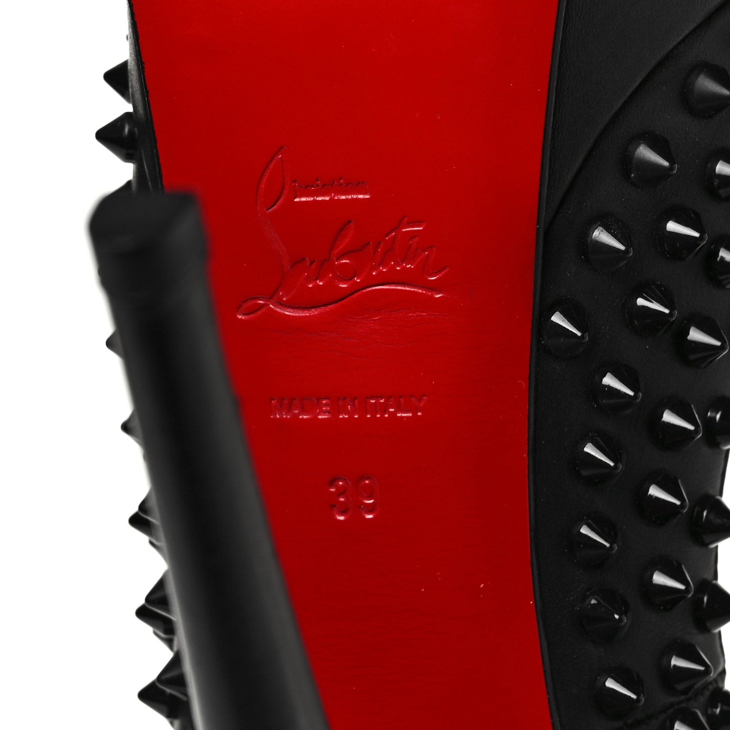 Calfskin Lady Peep Spikes VIP 150 Pumps 39 Black