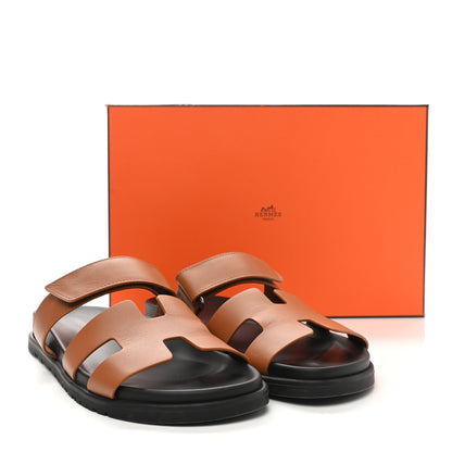 Hermes Calfskin Womens Chypre Sandals 40 Gold 9 of 9