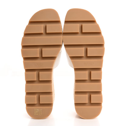 Hermes Calfskin Cork Eze 30 Sandals 38 White 6 of 10