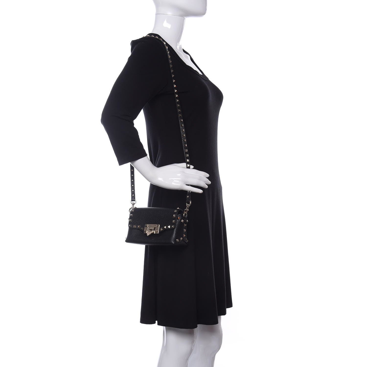 Valentino Garavani Pebbled Calfskin Mini Rockstud Crossbody Bag Black 2 of 10
