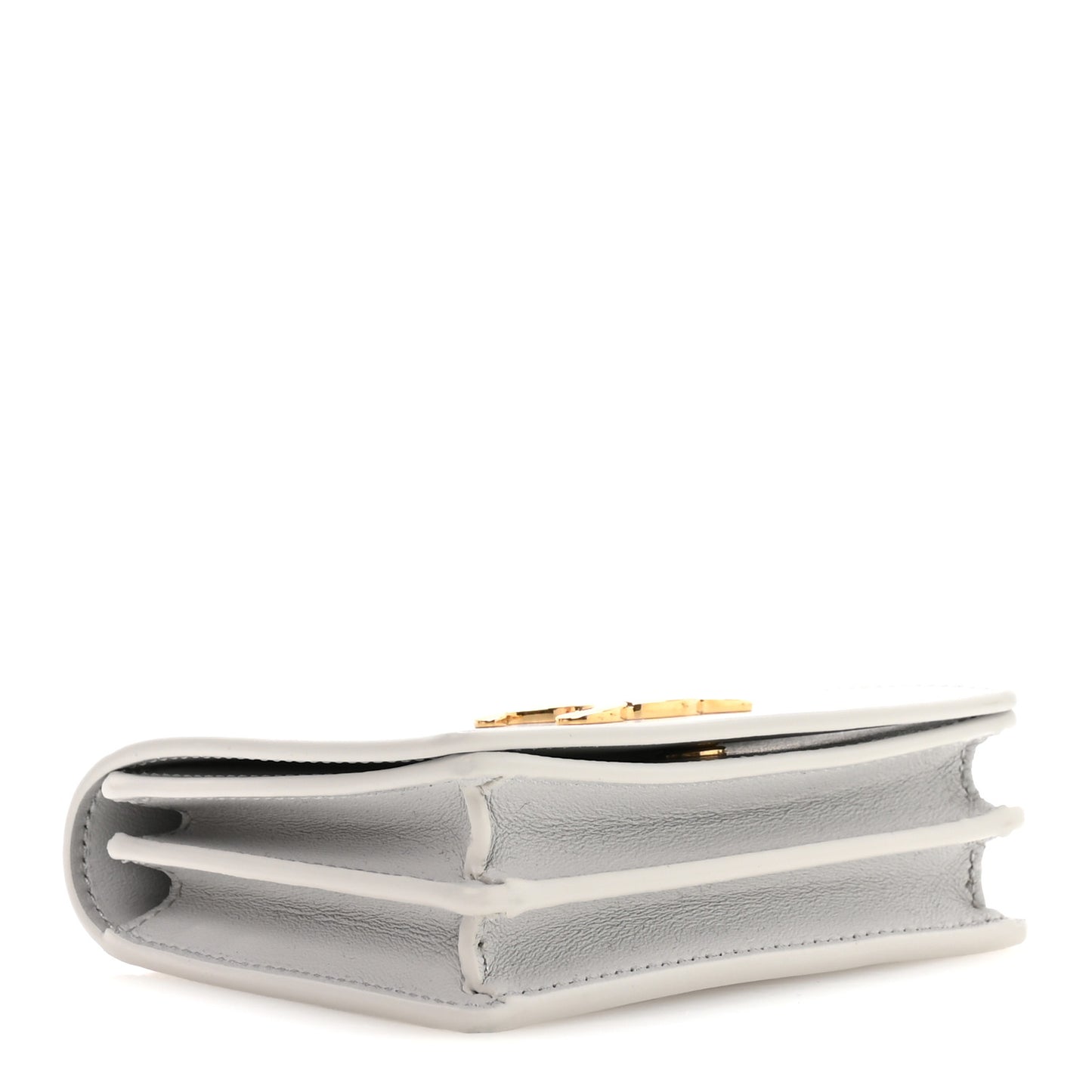 Shiny Calfskin Triomphe Business Card Holder Cloudy Grey