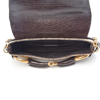 Gucci Monogram Horsebit Clutch Dark Brown 5 of 10