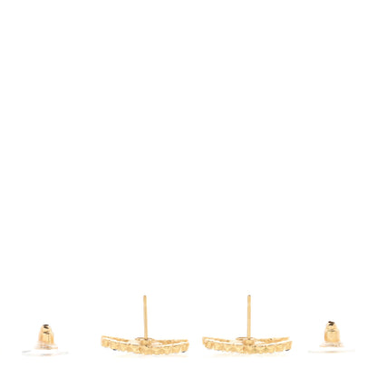 Chanel Resin Pearl Crystal CC Earrings Gold Black 3 of 4