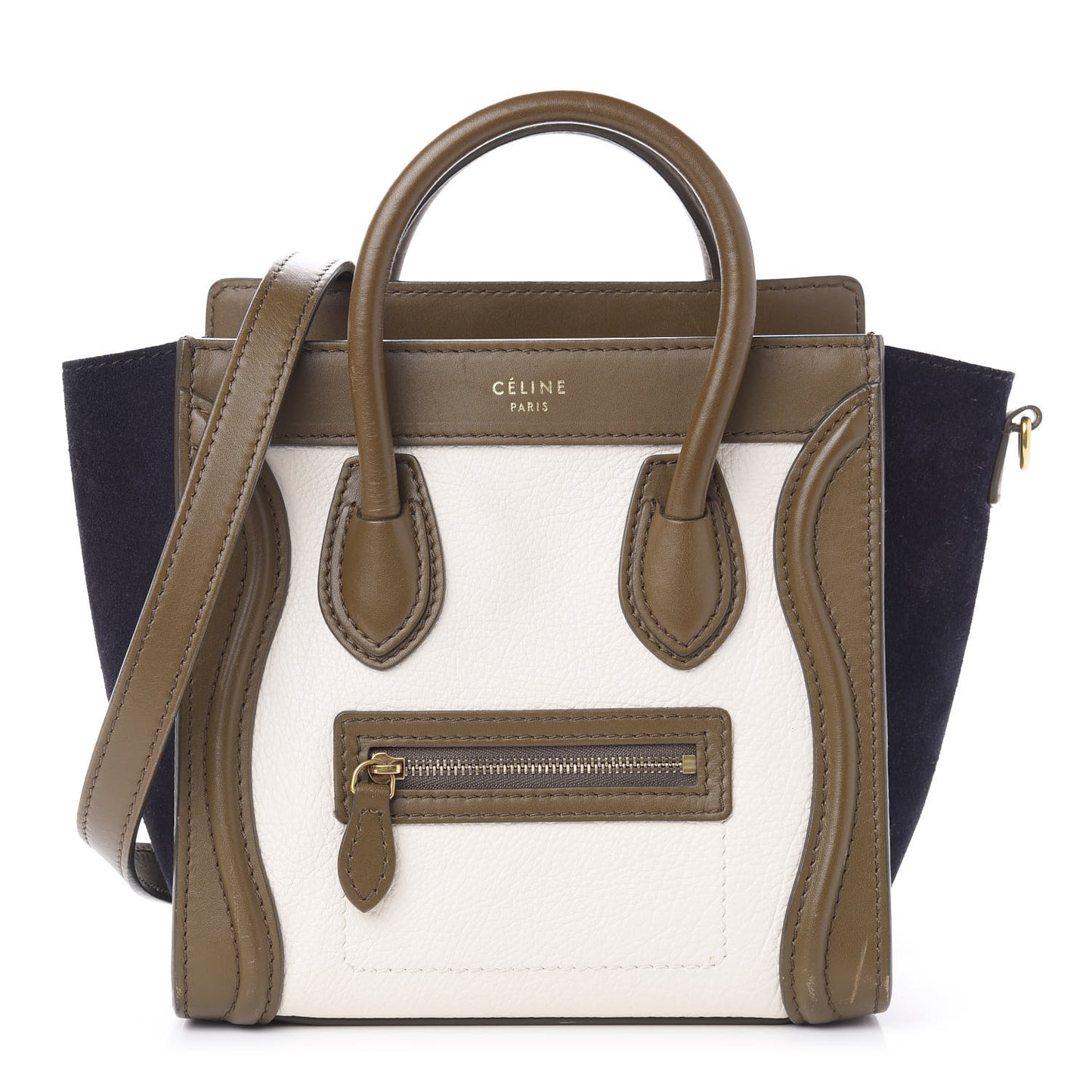 Calfskin Suede Nano Tri-Color Luggage Cream