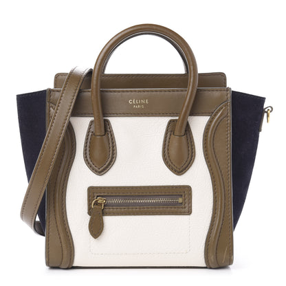 Celine Calfskin Suede Nano Tri-Color Luggage Cream 1 of 12