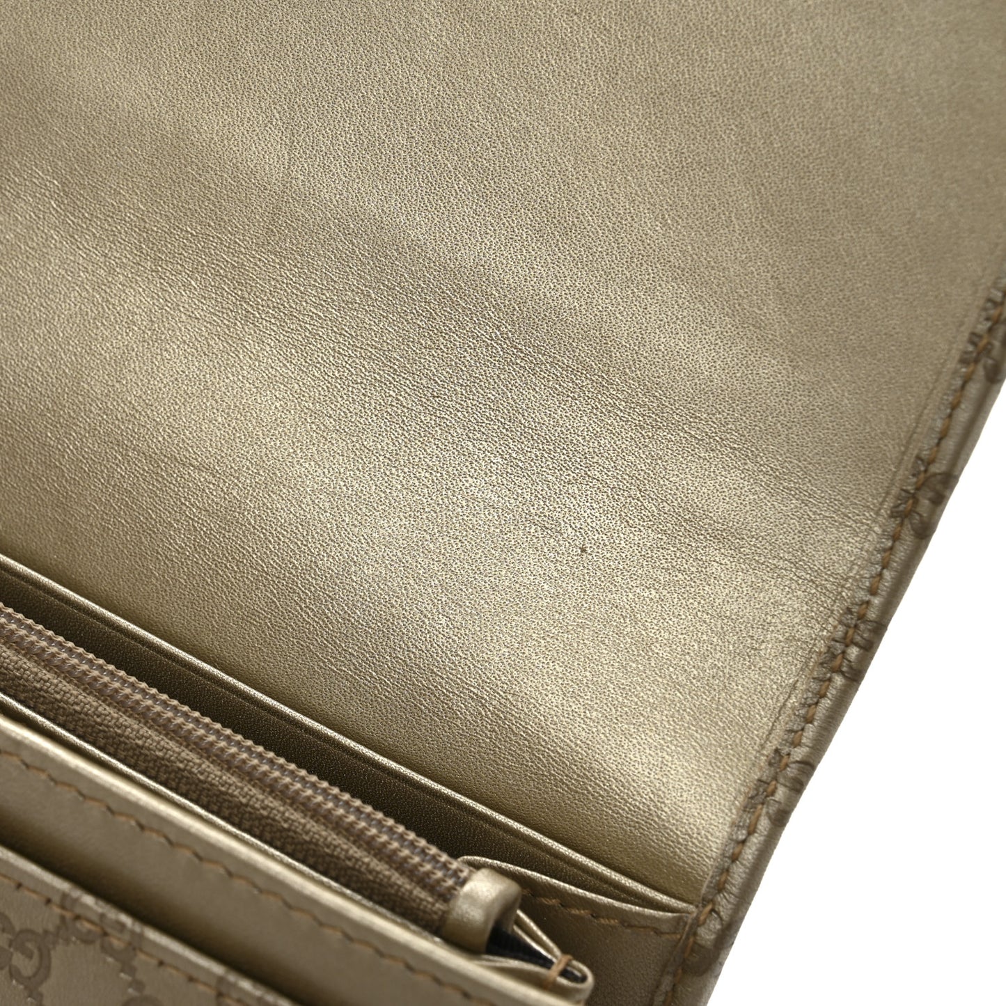 Metallic Microguccissima Bow Continental Wallet Golden Beige