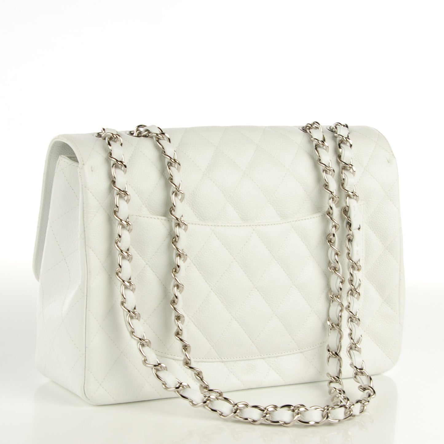 Caviar Quilted Jumbo Single Flap White