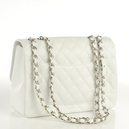 Chanel Caviar Quilted Jumbo Single Flap White 3 of 8