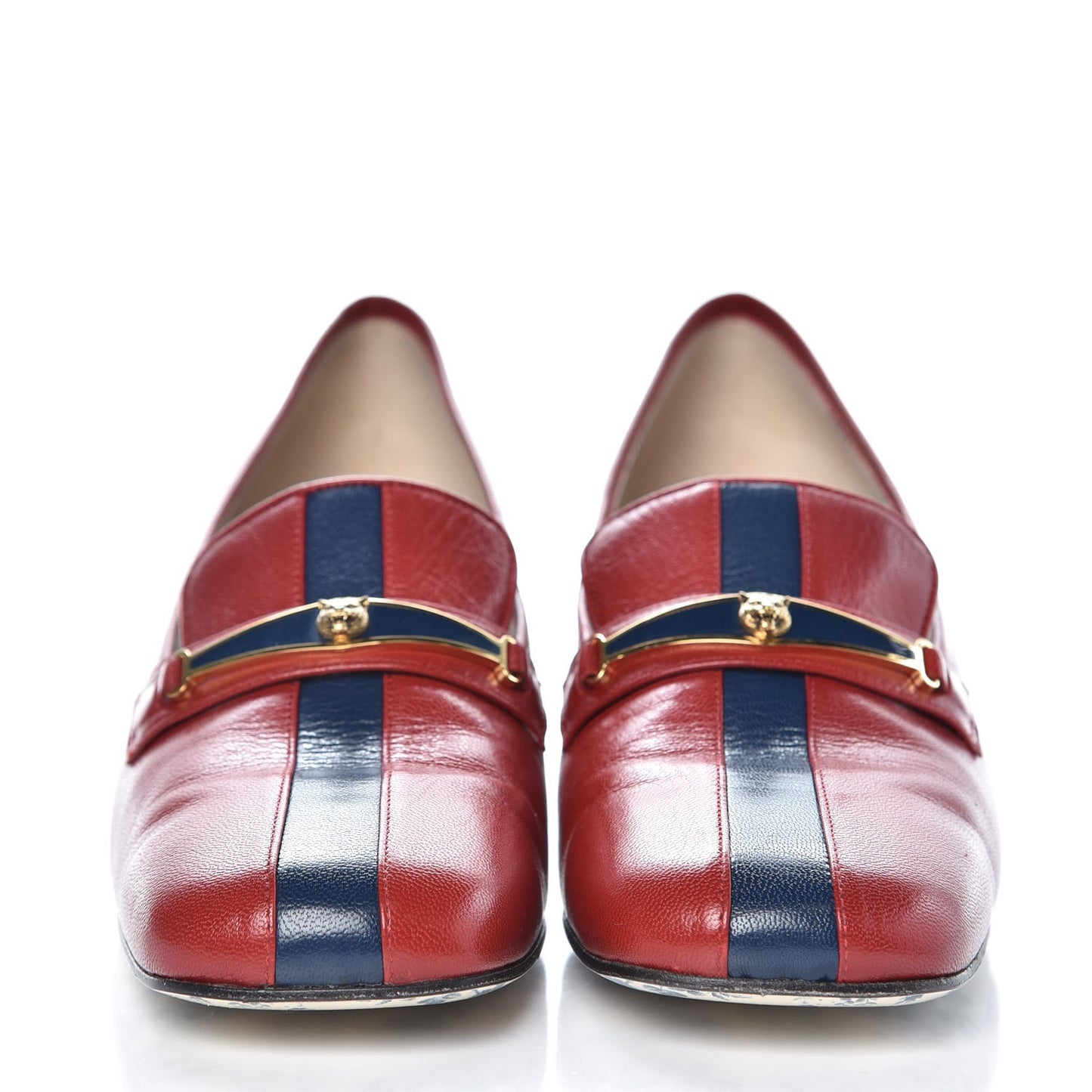 Goatskin Feline Ginger Loafer Pumps 40.5 Hibiscus Red Blue