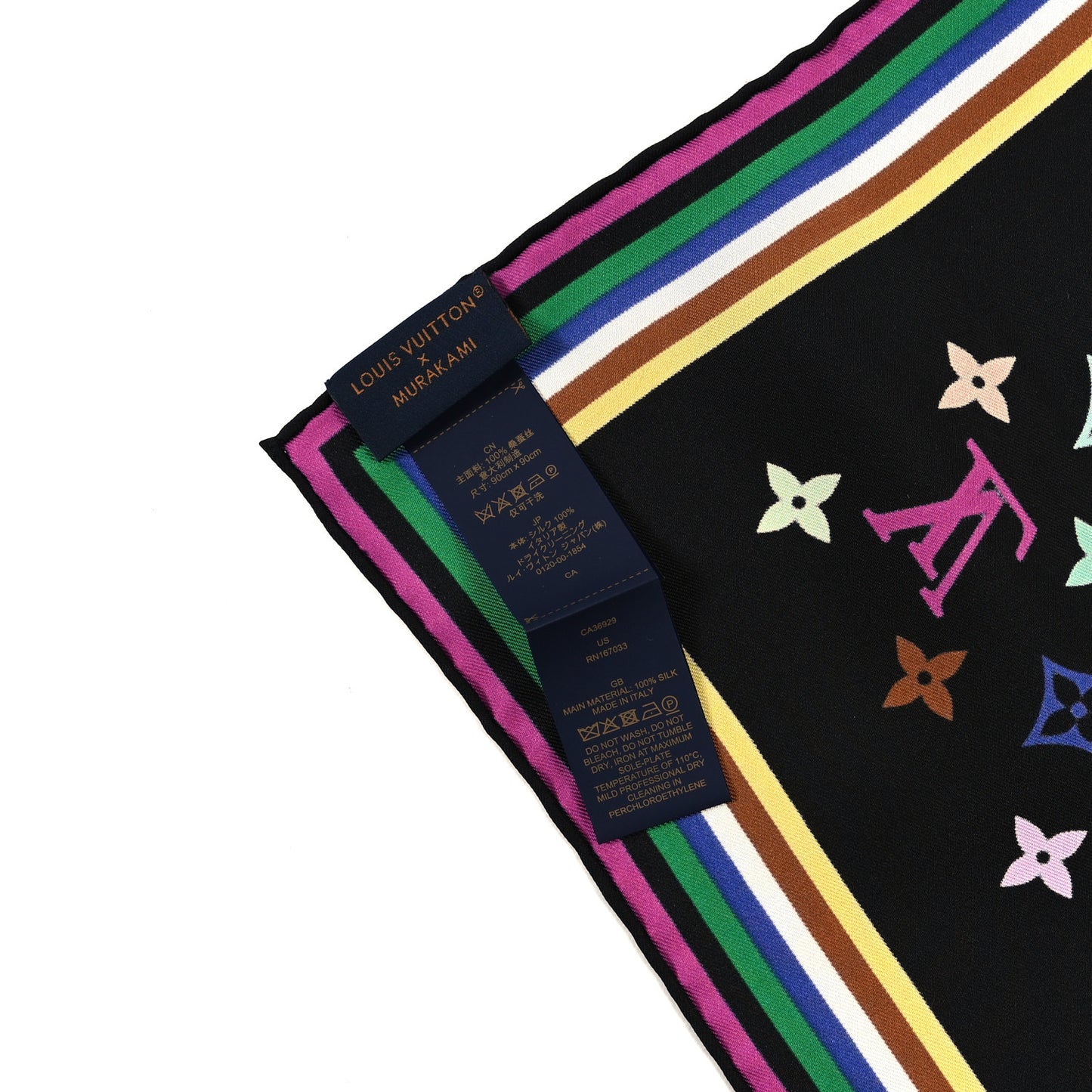 LV X TM Silk Monogram Multicolor Square 90 Scarf Black