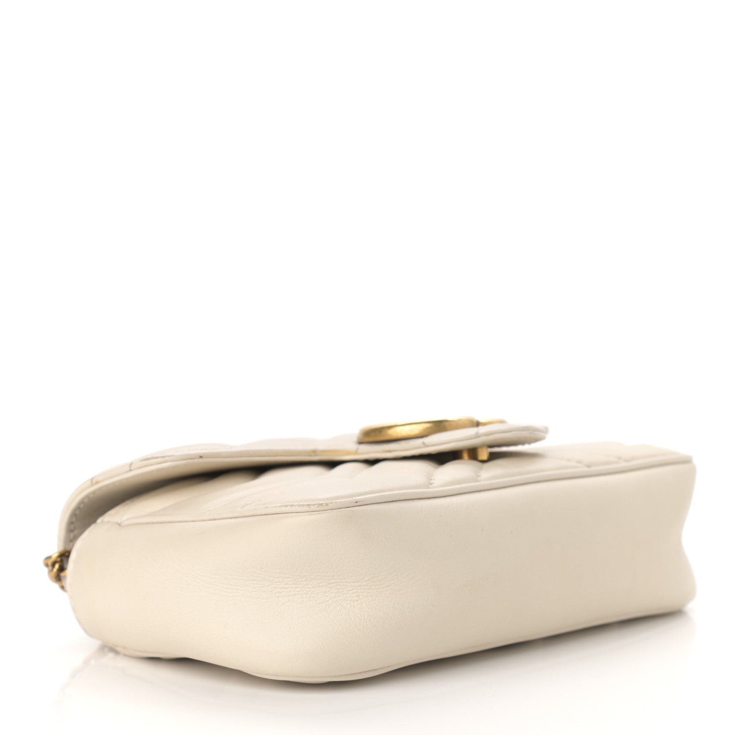 Gucci Calfskin Matelasse Super Mini GG Marmont Shoulder Bag White 4 of 13