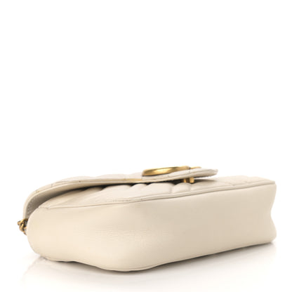 Gucci Calfskin Matelasse Super Mini GG Marmont Shoulder Bag White 4 of 13