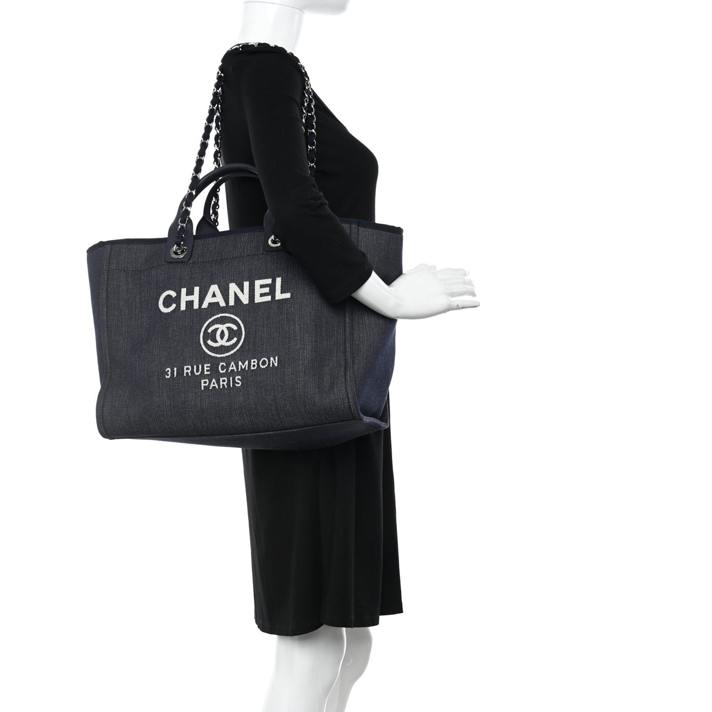 Denim Large Deauville Tote Dark Blue