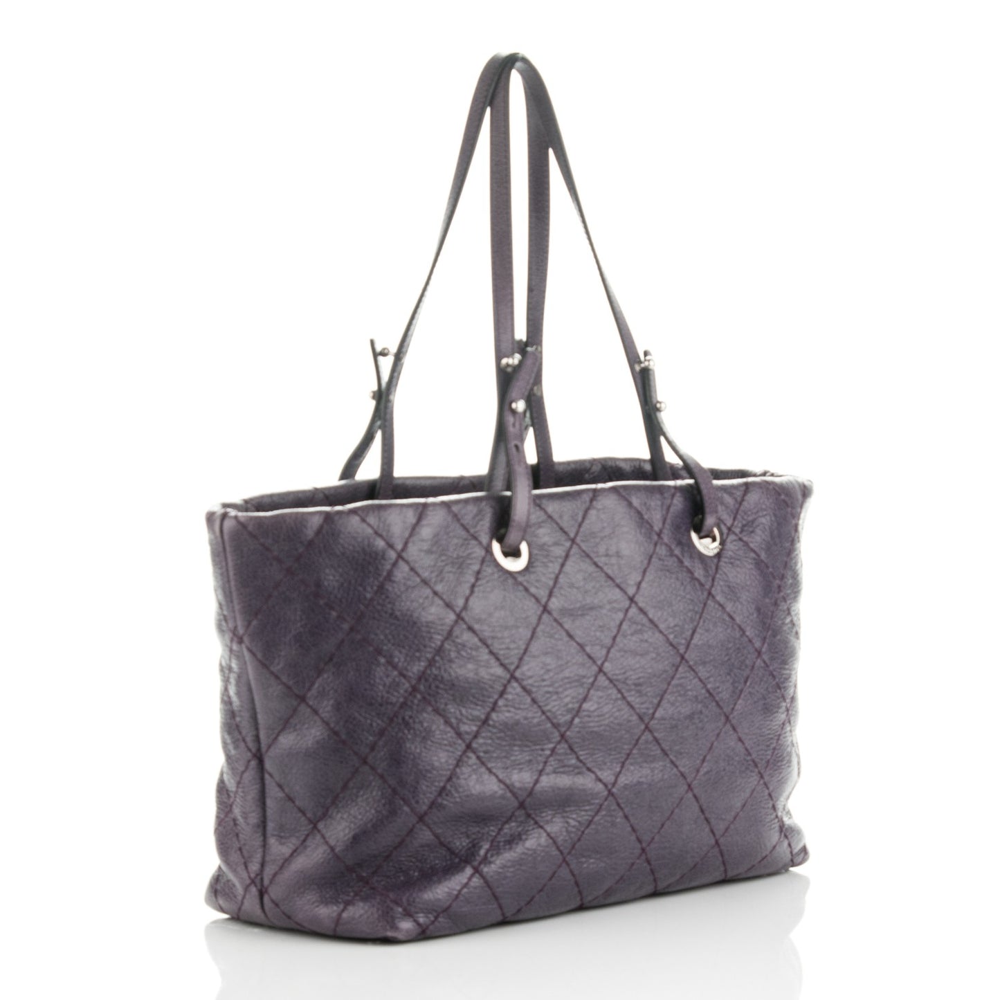 Glazed Calfskin Large On The Road Tote Purple