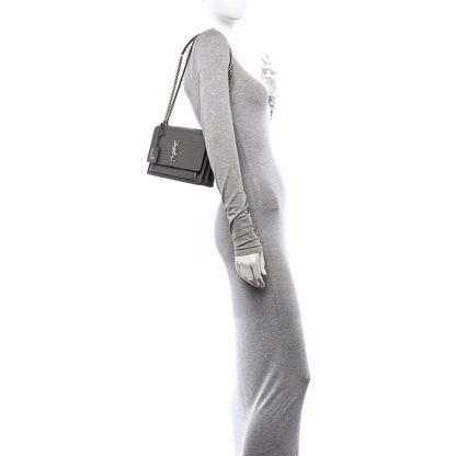 Saint Laurent Calfskin Crocodile Embossed Medium Monogram Sunset  Fog 3 of 11