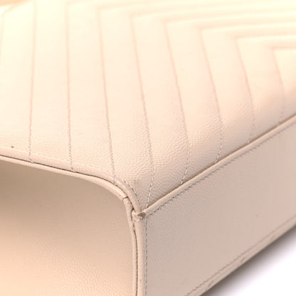Saint Laurent Grain De Poudre Matelasse Chevron Large Monogram Satchel Nude Powder 6 of 7