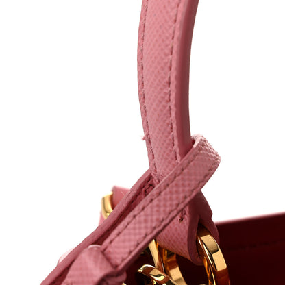 Prada Saffiano City Calf Heart & Flower Small Panier Bucket Bag  Pink Red 11 of 12