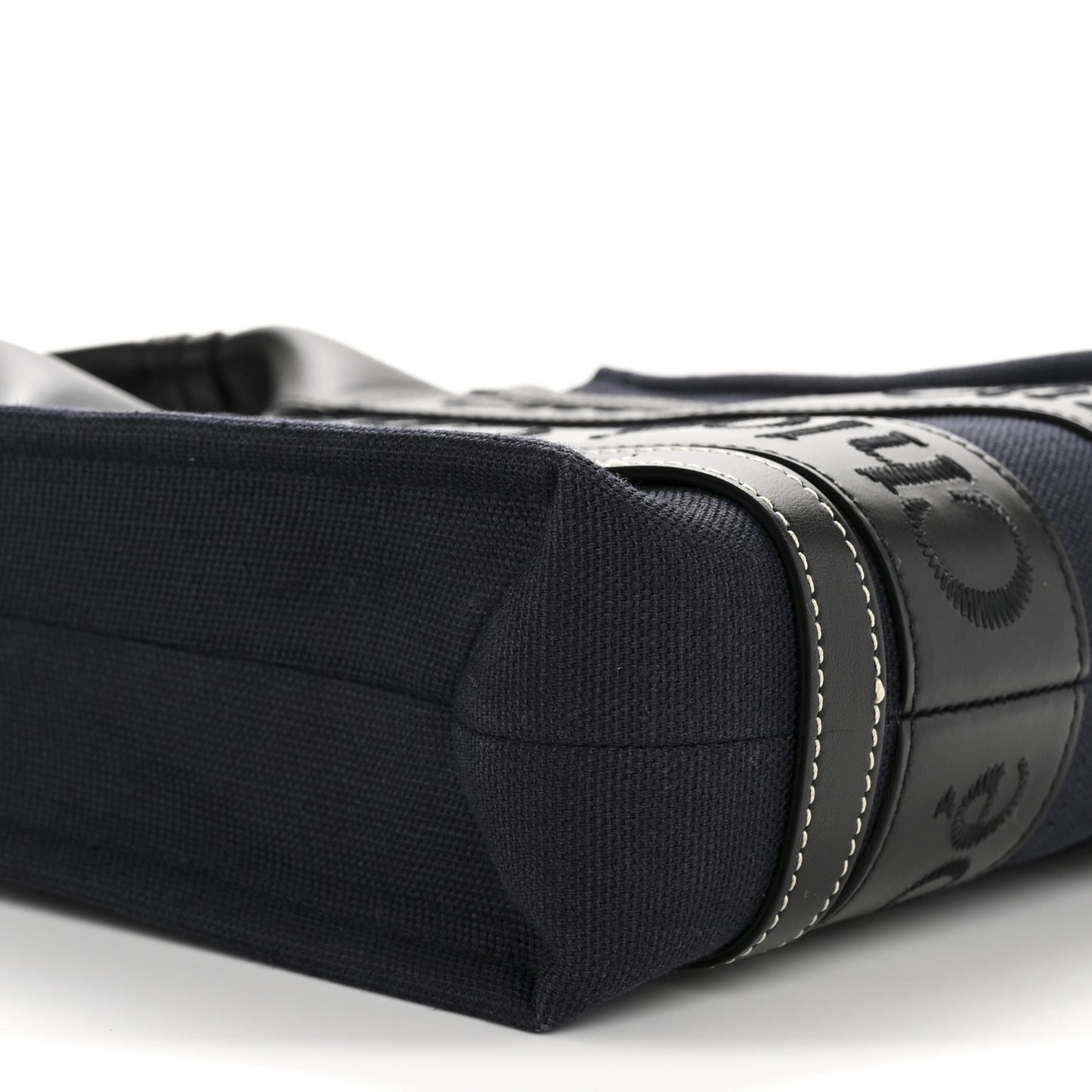 Calfskin Linen Small Woody Tote Deep Denim