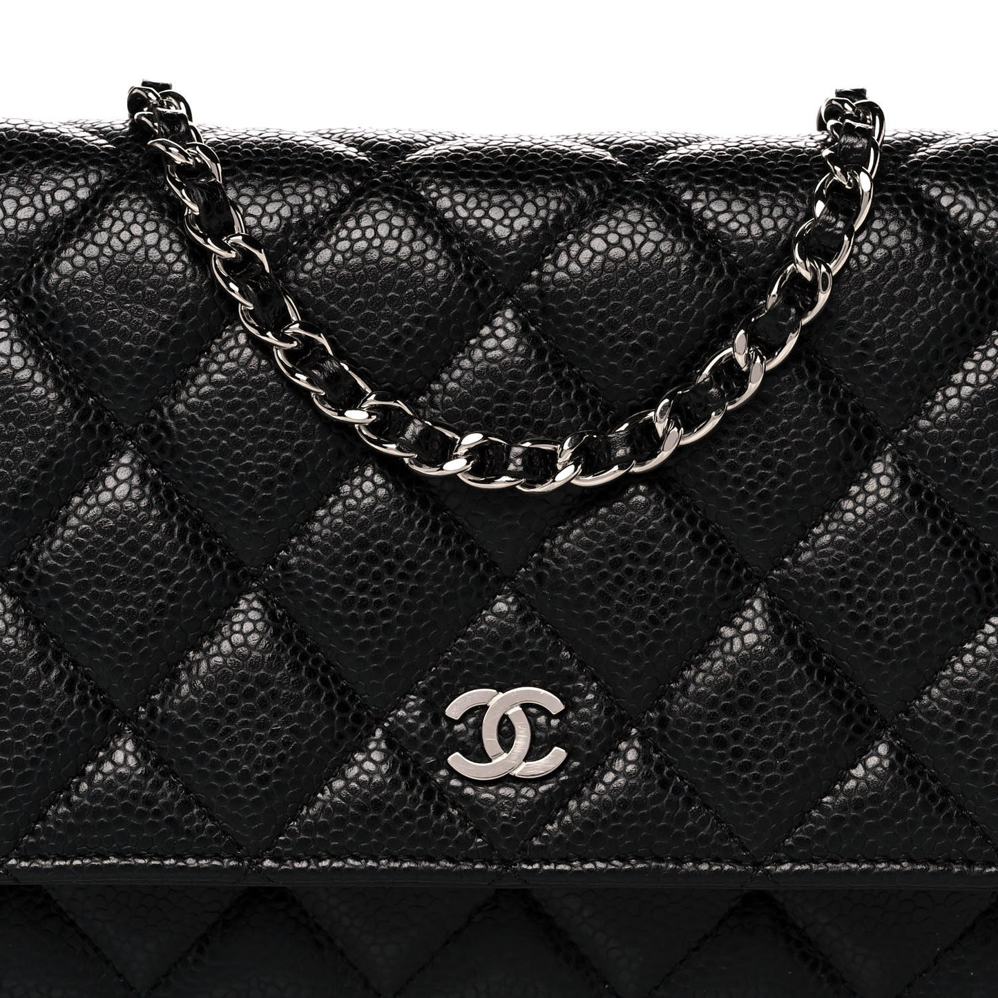 Caviar Quilted Wallet On Chain WOC Black