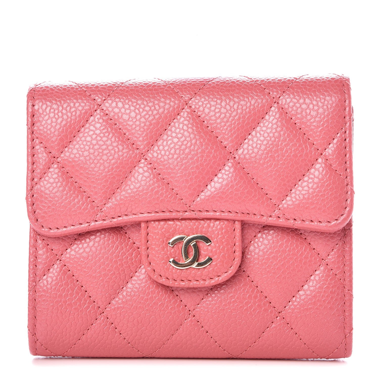 Chanel Caviar Quilted Compact Flap Wallet Pink 1 of 9