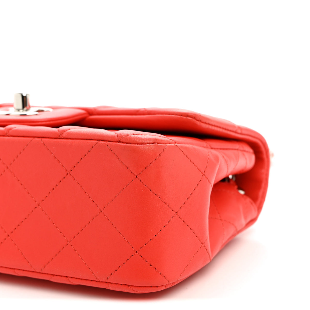 Lambskin Quilted Mini Rectangular Flap Red