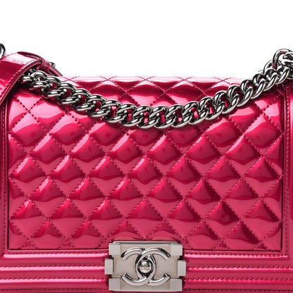 Chanel Metallic Patent Calfskin Quilted Medium Boy Flap Pink 13 of 13